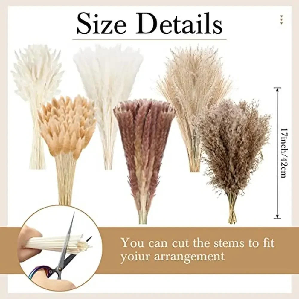 XMSJ Bulk Dried Pampas Grass Decor Set 325 Pieces In 6 Styles For Elegant Home Decor