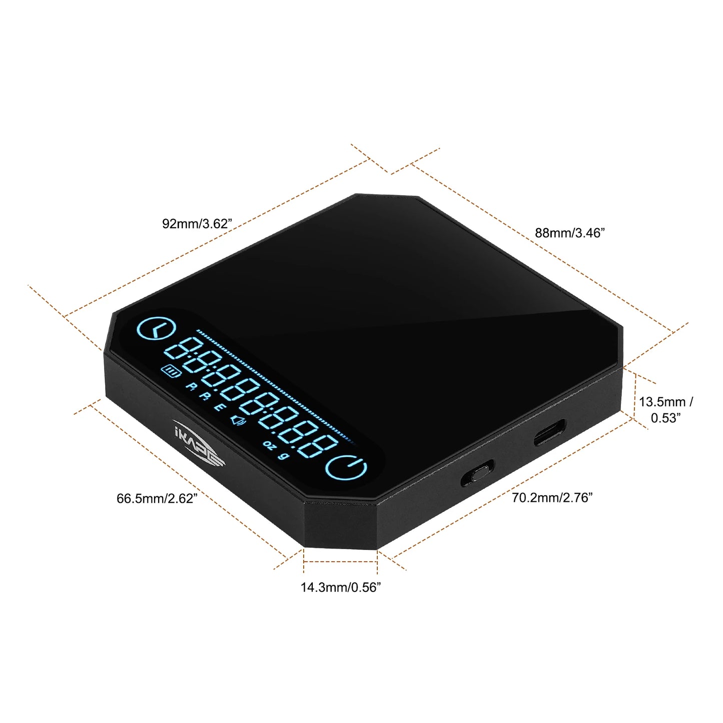 IKAPE AluminiumAlloy Ultramodern Palm Coffee Scale Digital Timer With Programmable