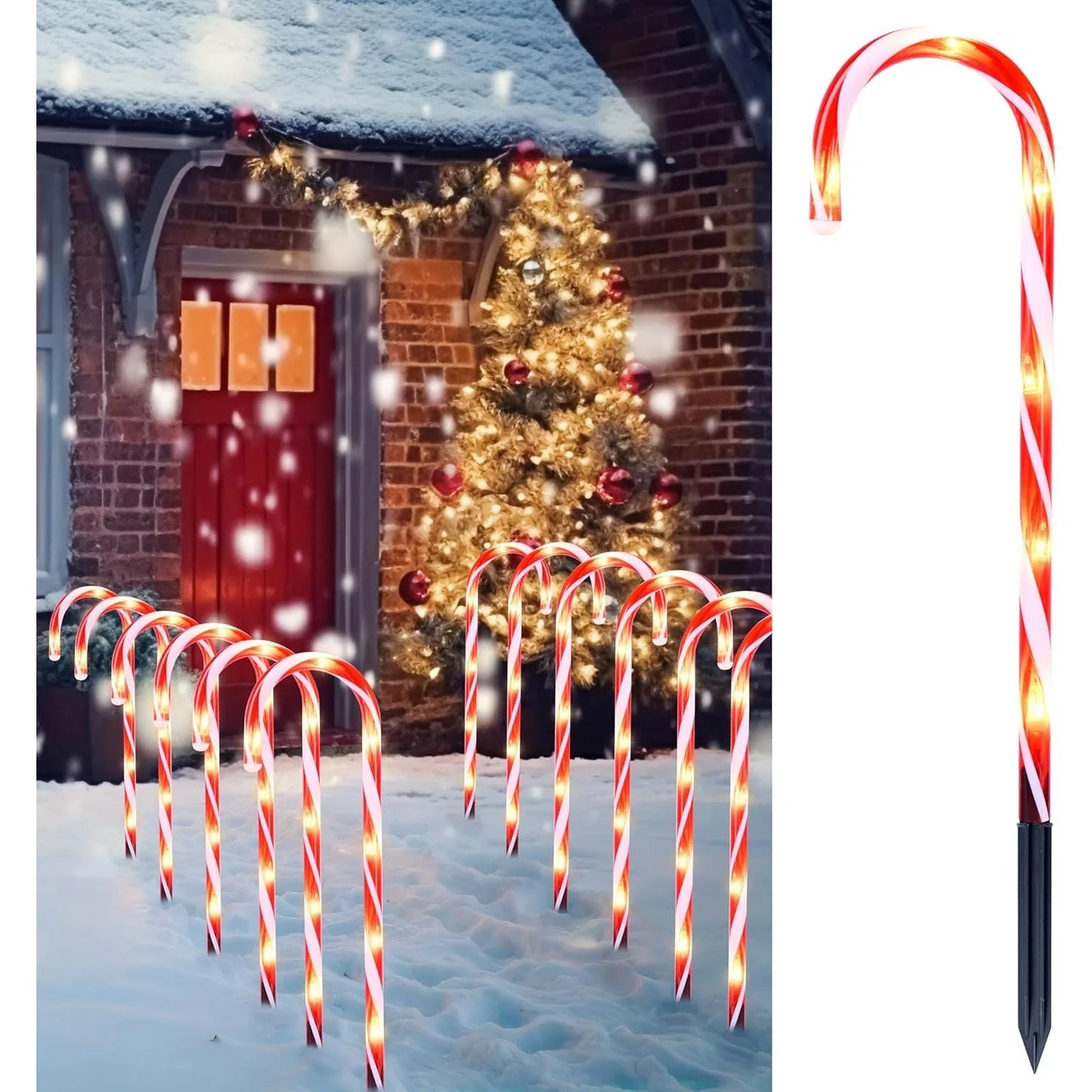 Joyfy Candy Cane Pathway Lights Set 12 Outdoors