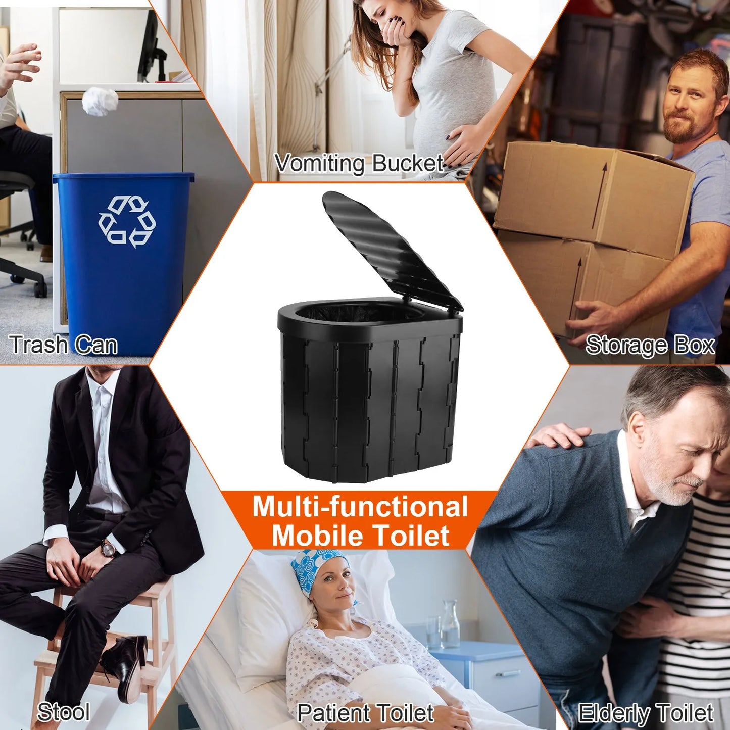 Portable Camping Toilet For Adults Foldable Transportable Toilet Hygienic CarryingBag