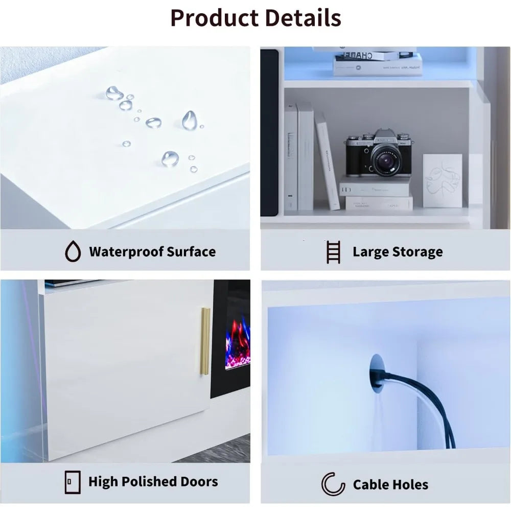 ZHUXIANG TV Stand With Fireplace Electric Entertainment Console