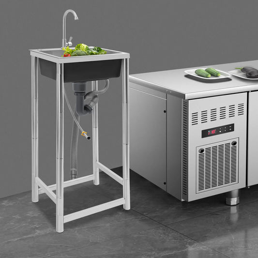 Bymaocar Commercial Stainless Steel Outdoor Sink Single Bowl With Faucet