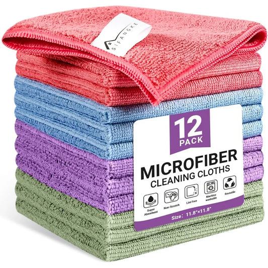 Hign-concerned 12Pack Microfiber Cleaning Cloths Premium Multipack For CarDetailing Kitchen