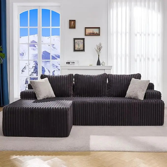 HUANZHUANG Luxury Style Memory Foam 3 Seat L Shaped Sofa