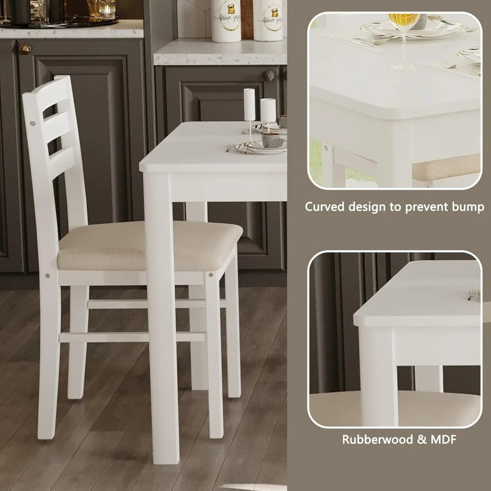 DAFIFY Contemporary Solid Wood Dining Table Collection Featuring Cushioned Chairs