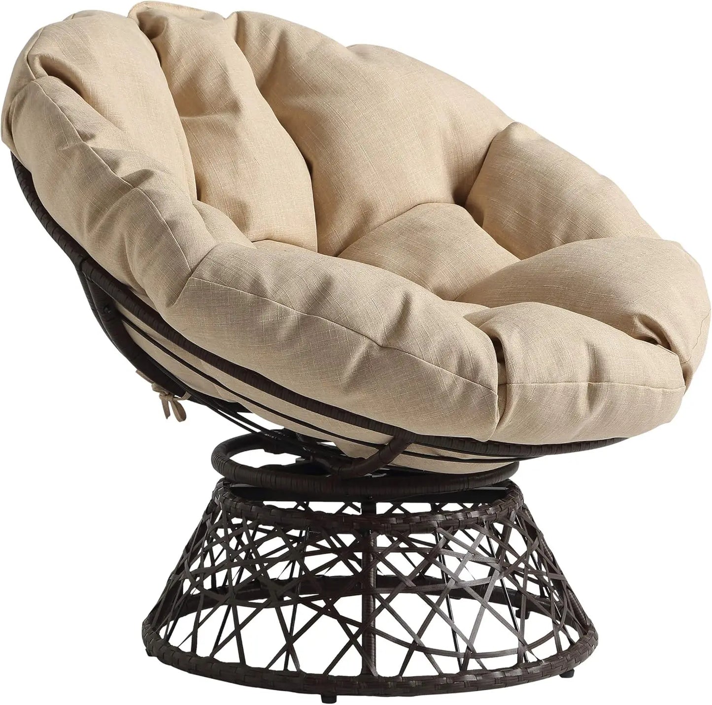 OEING Wicker Papasan Chair With 360 Degree Swivel