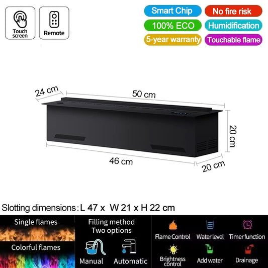 AFLYEVER Smart Water Vapor Fireplace 3D Flame Effect EnvironmentallyFriendly Humidifier