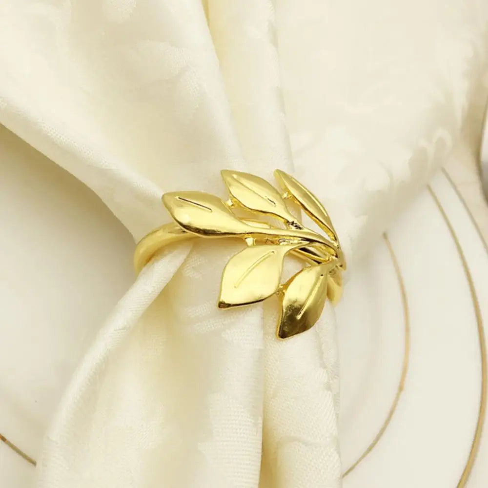 Hign-concerned Leaves Napkin Ring Holder Metal Buckle For Wedding And Party Table Decor