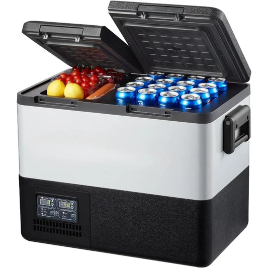 PT45 Electric Cooler Car Refrigerator Dual Zone Portable 12V Vehicle Fridge For Outdoor Travel