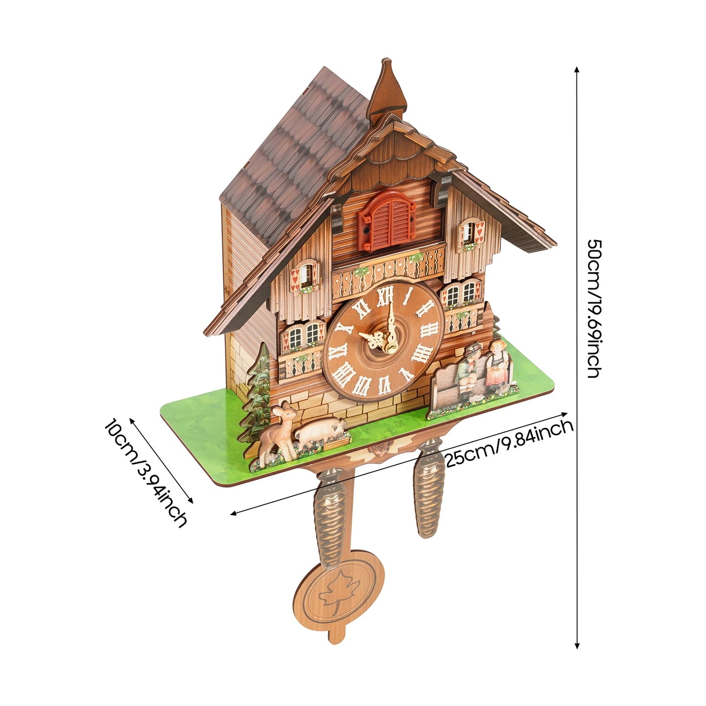 German Style Cuckoo Clock With Bird Chime Battery Operated