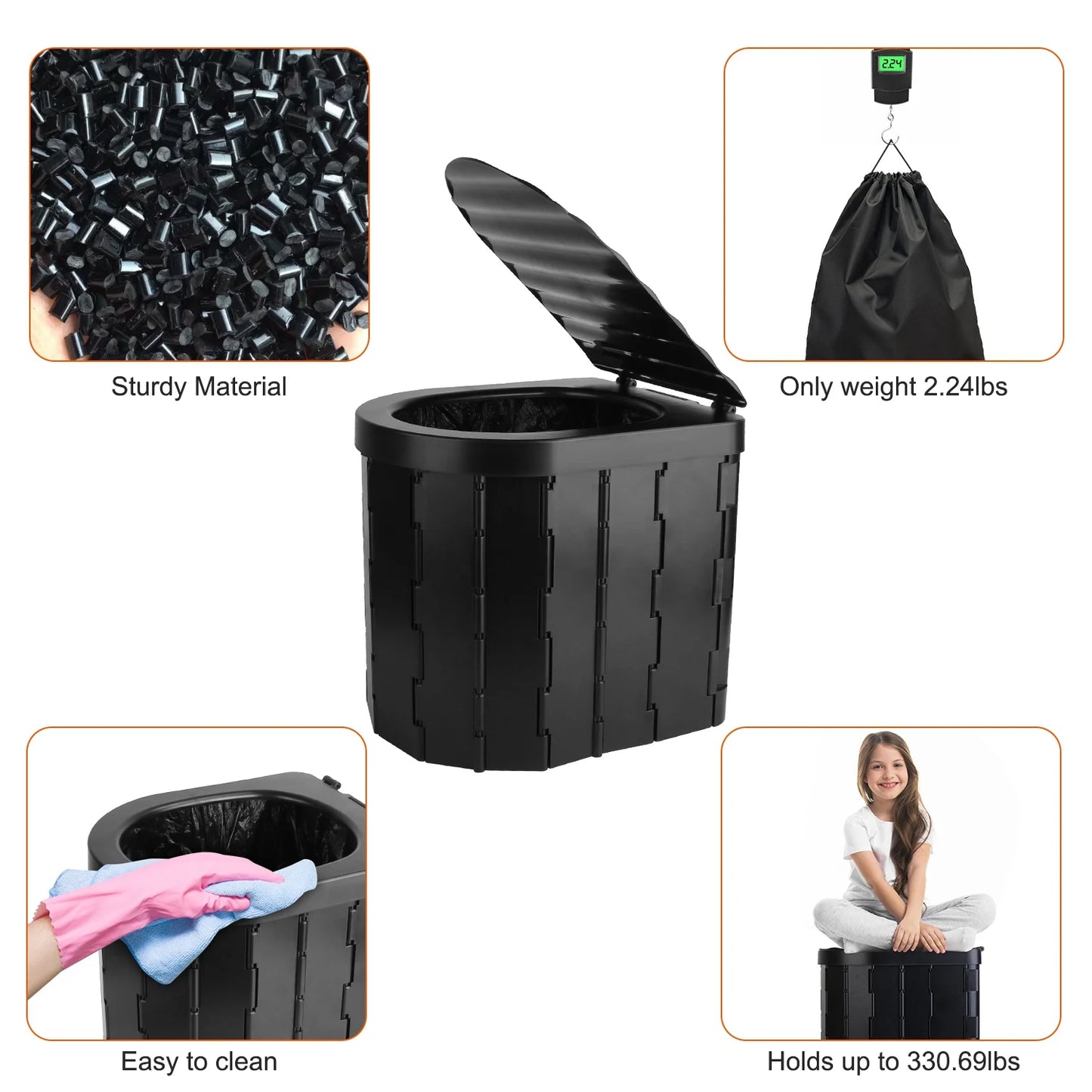 Portable Camping Toilet For Adults Foldable Transportable Toilet Hygienic CarryingBag