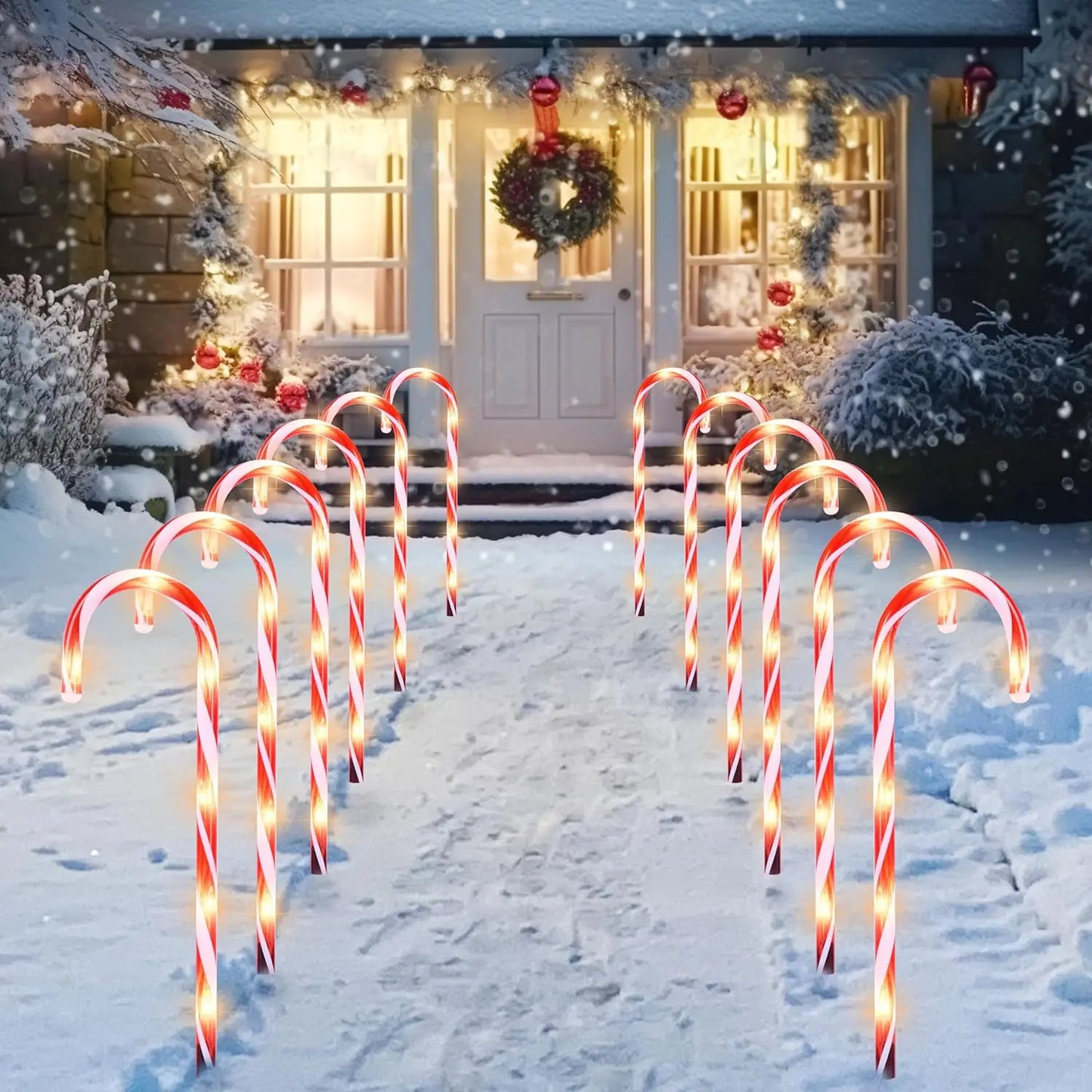 Joyfy Candy Cane Pathway Lights Set 12 Outdoors