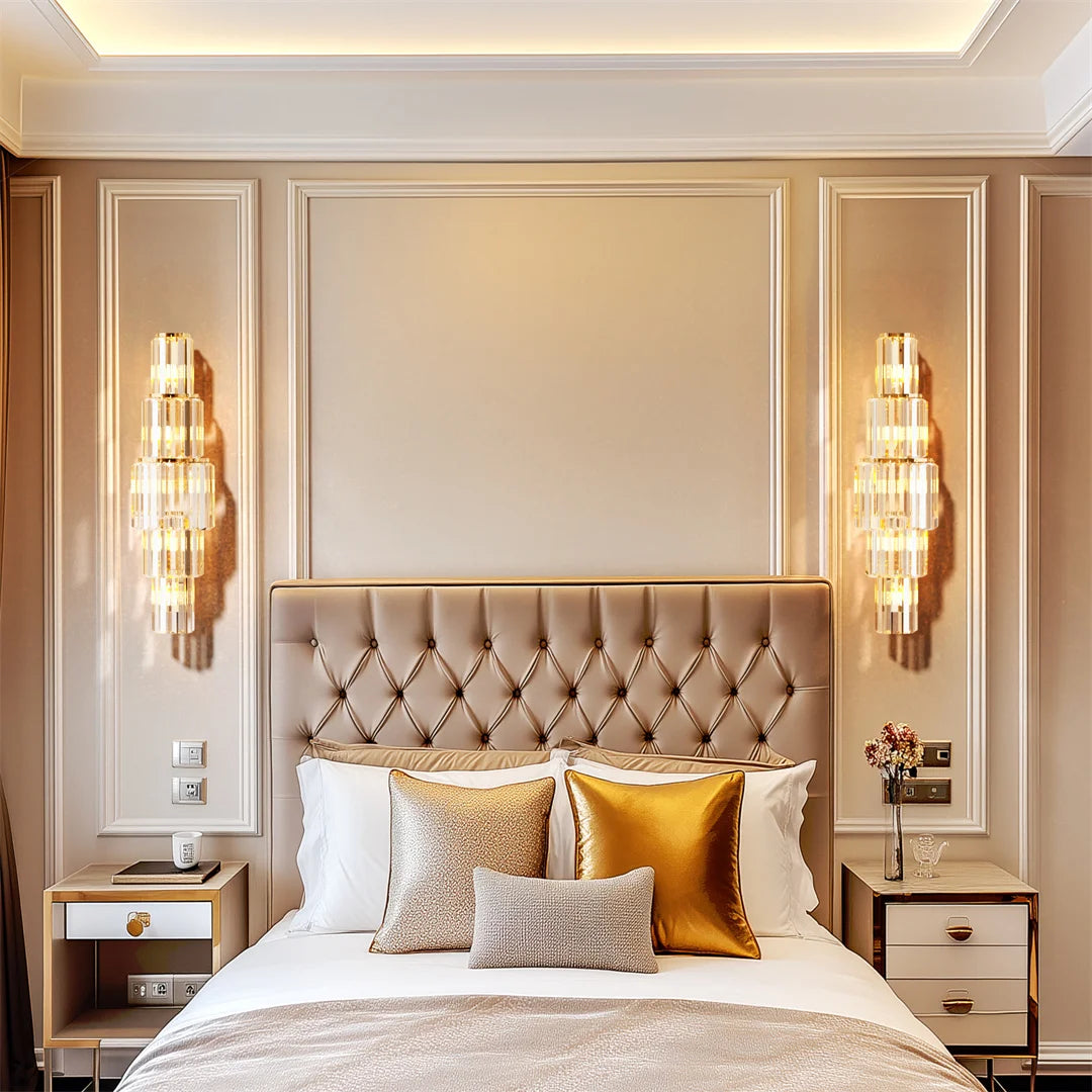 LUVODI Modern Crystal Wall Lamp Three Layer Sconce Light E14 LED Dimmable UL Listed