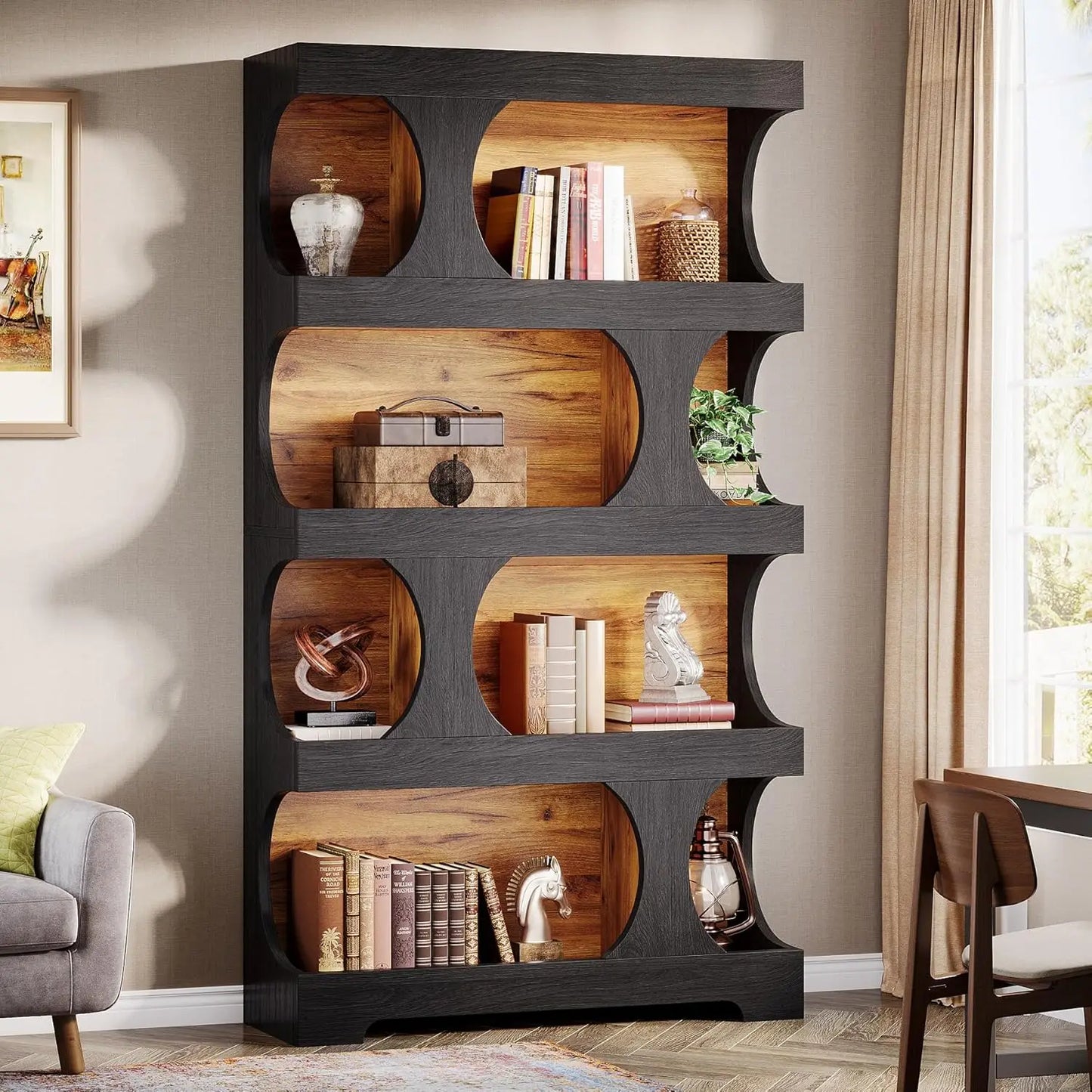 Little Tree Modern 4 Tier Freestanding Bookcase for Living Room