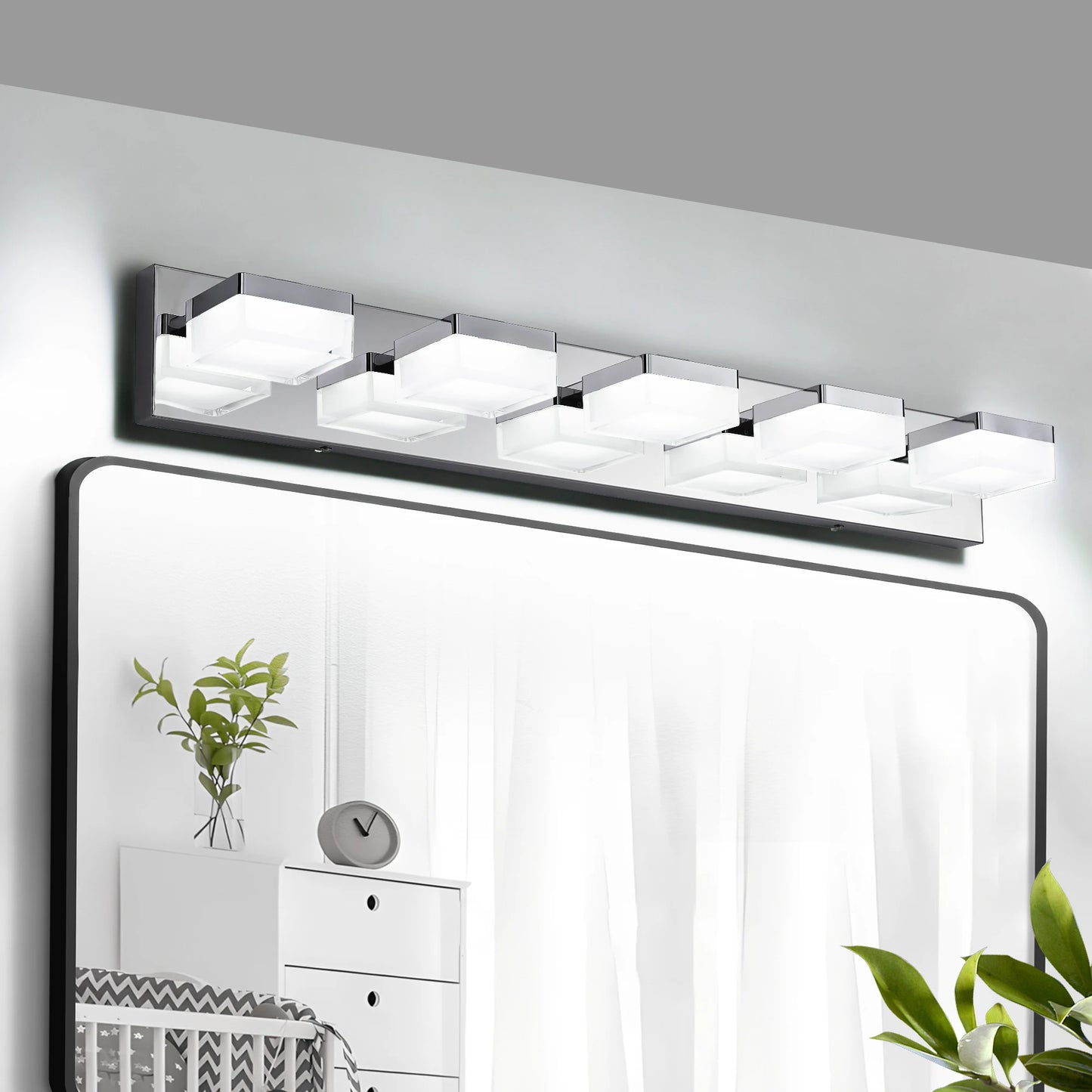 ARLGSITE Led Contemporary Bathroom Vanity Light Fixtures ThreeToFive Light Mirror
