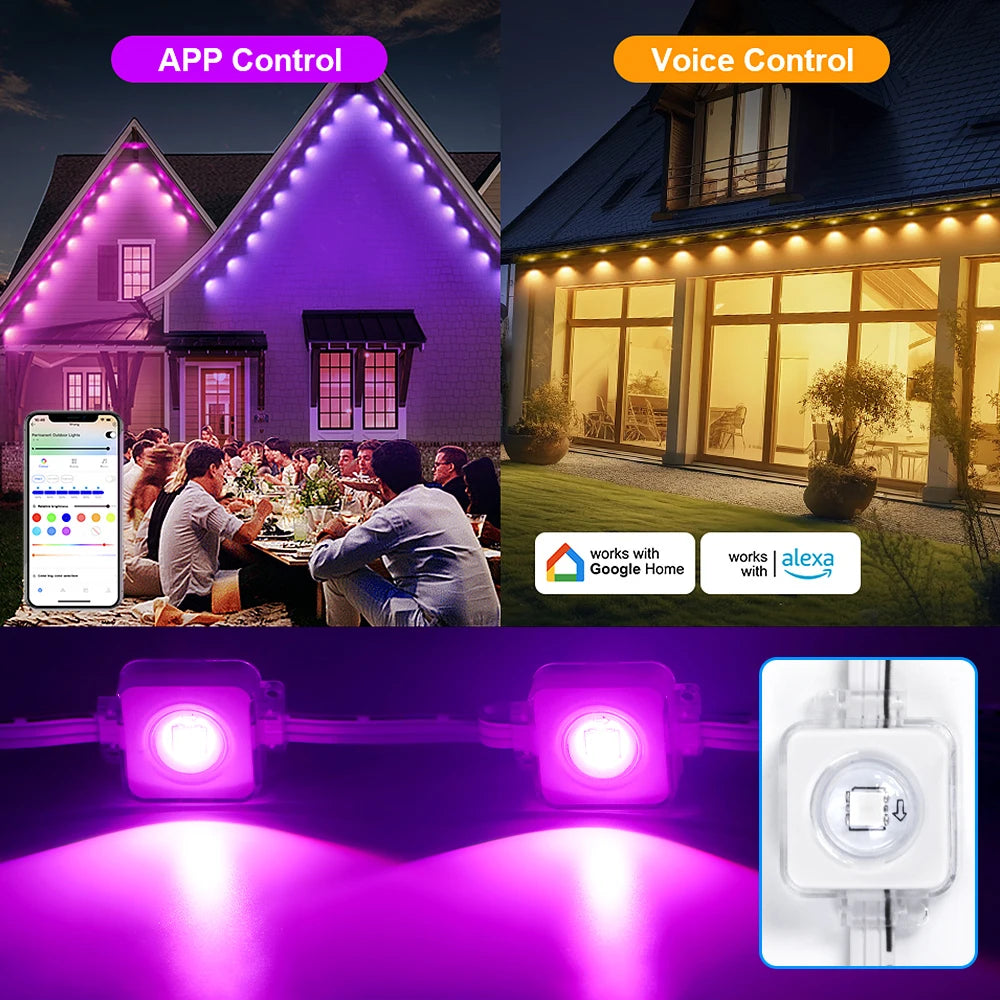 aiopp Durable Outdoor Lights Smart RGB NorthernLights IP68 Waterproof ExteriorApplications