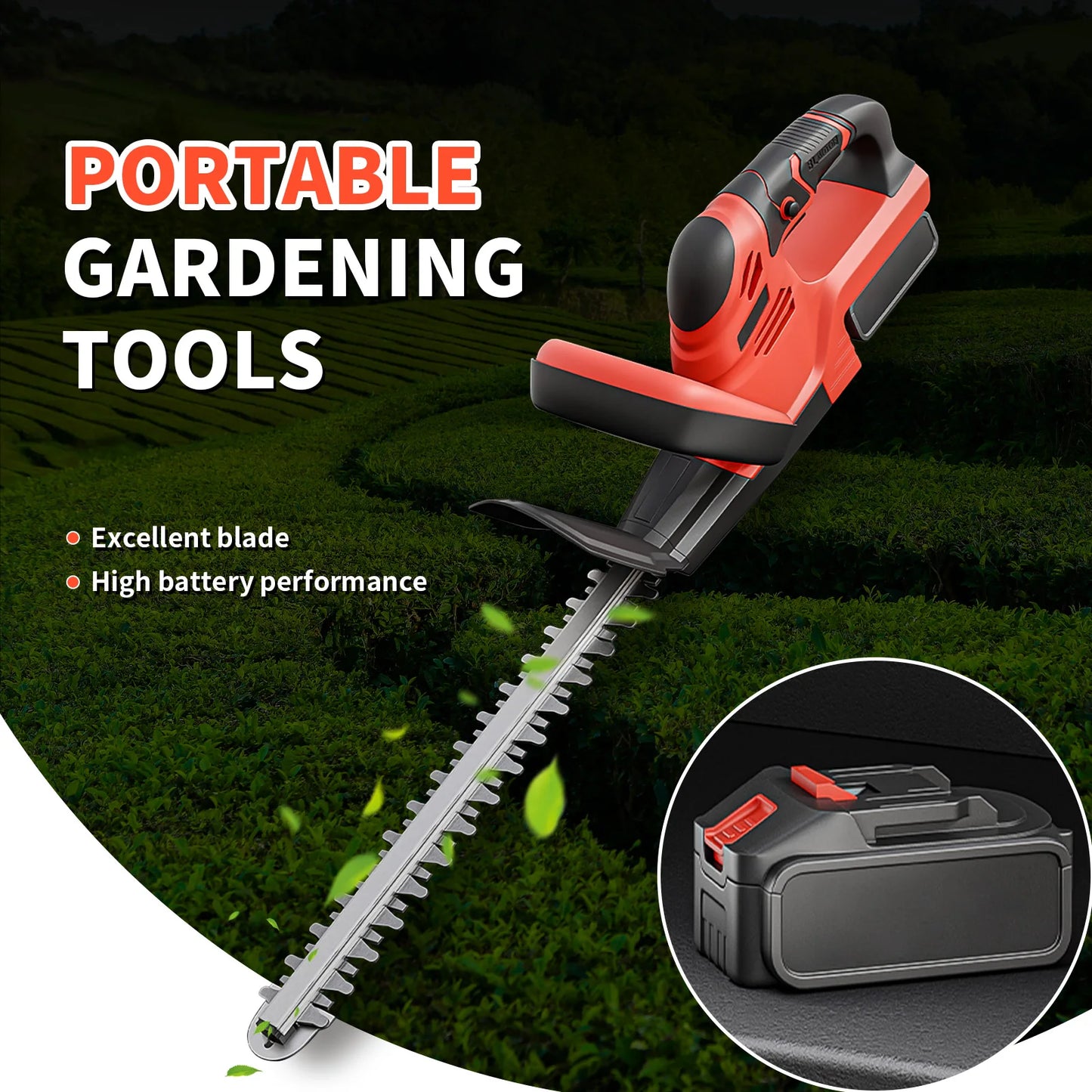 Cordless Hedge Trimmer With 3.0Ah Battery Included For Yard Care