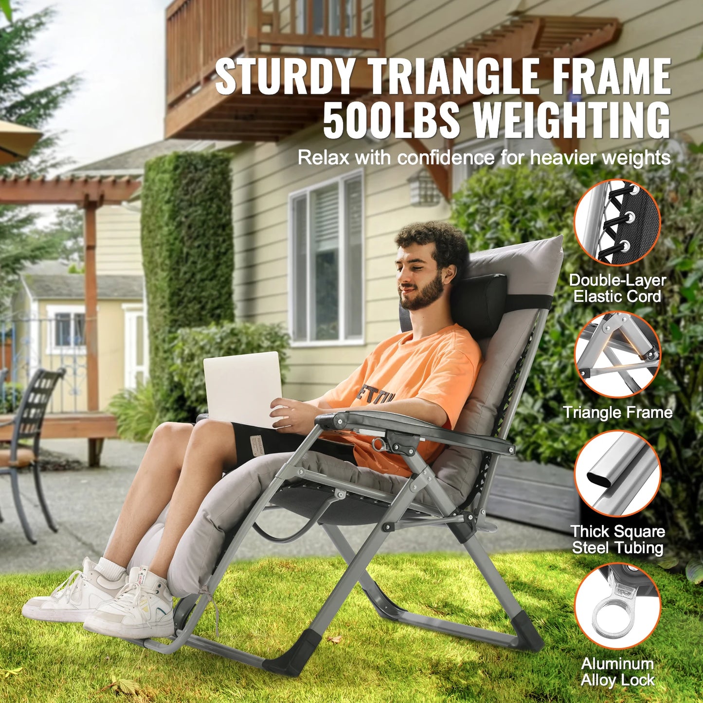 SucceBuy Zero Gravity Chair Outdoor Lounge Recliner Cupholder