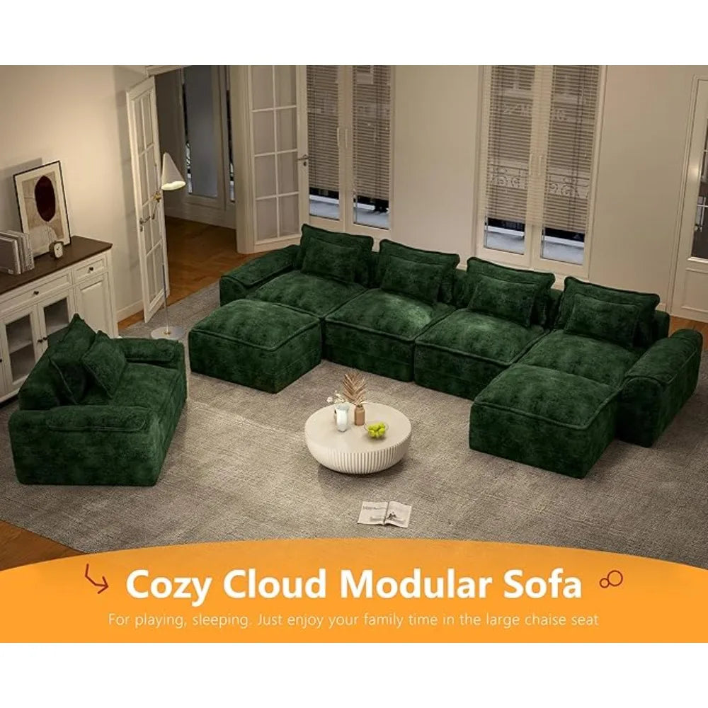 HUANZHUANG Cloud Modular Sectional Sofa With Ottomans