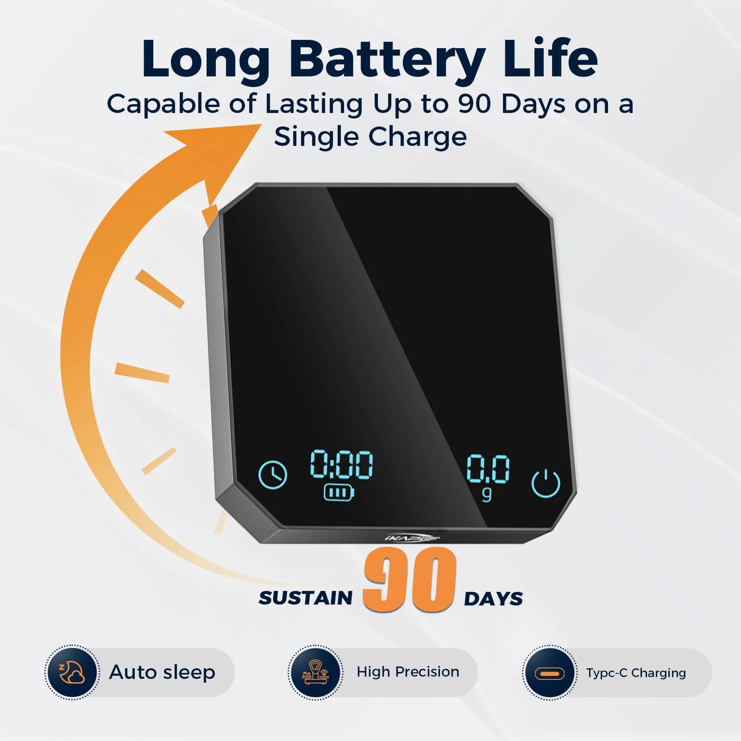 IKAPE AluminiumAlloy Ultramodern Palm Coffee Scale Digital Timer With Programmable