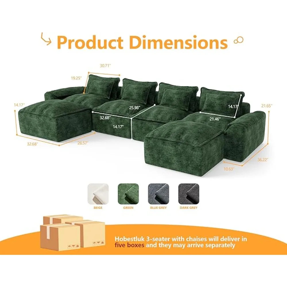 HUANZHUANG Cloud Modular Sectional Sofa With Ottomans
