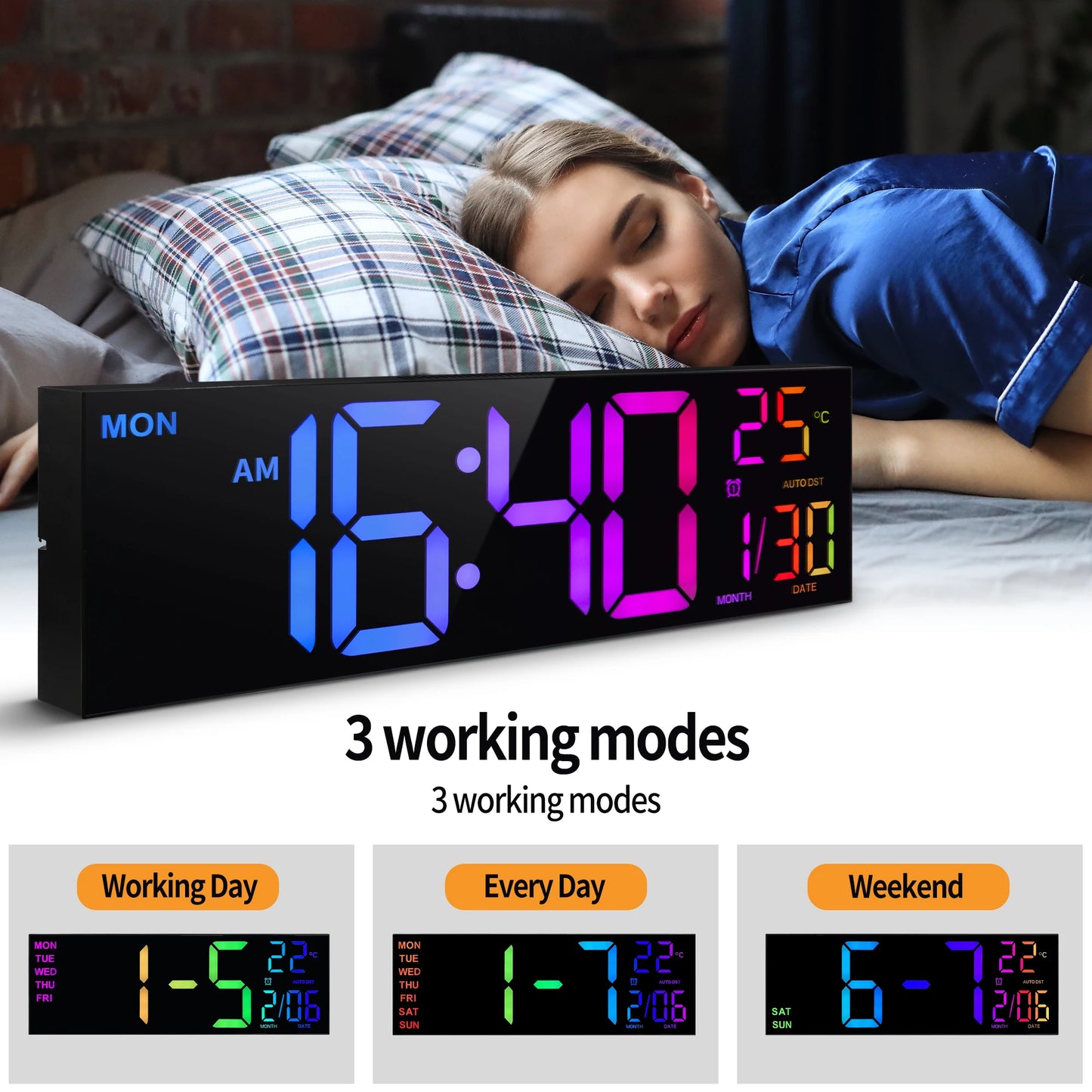 Hign-concerned Digital Wall Clock With Led Display And Remote