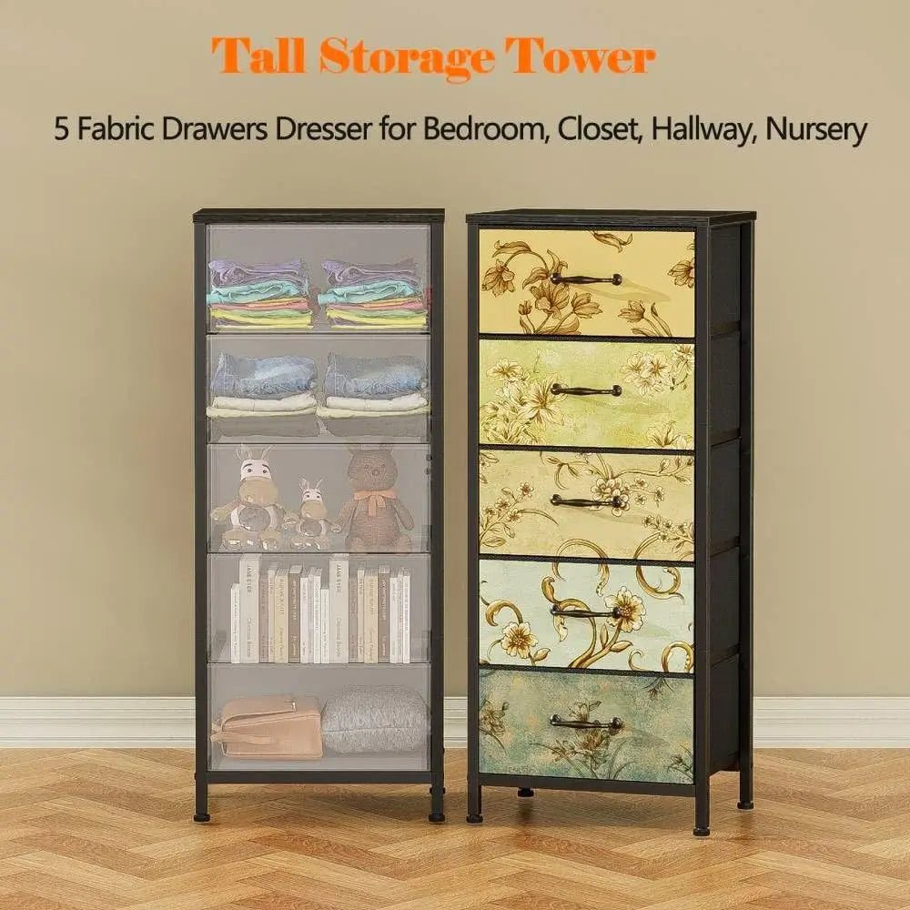 Vertical Dresser Tower With Fabric Drawers For Bedroom And Dorm