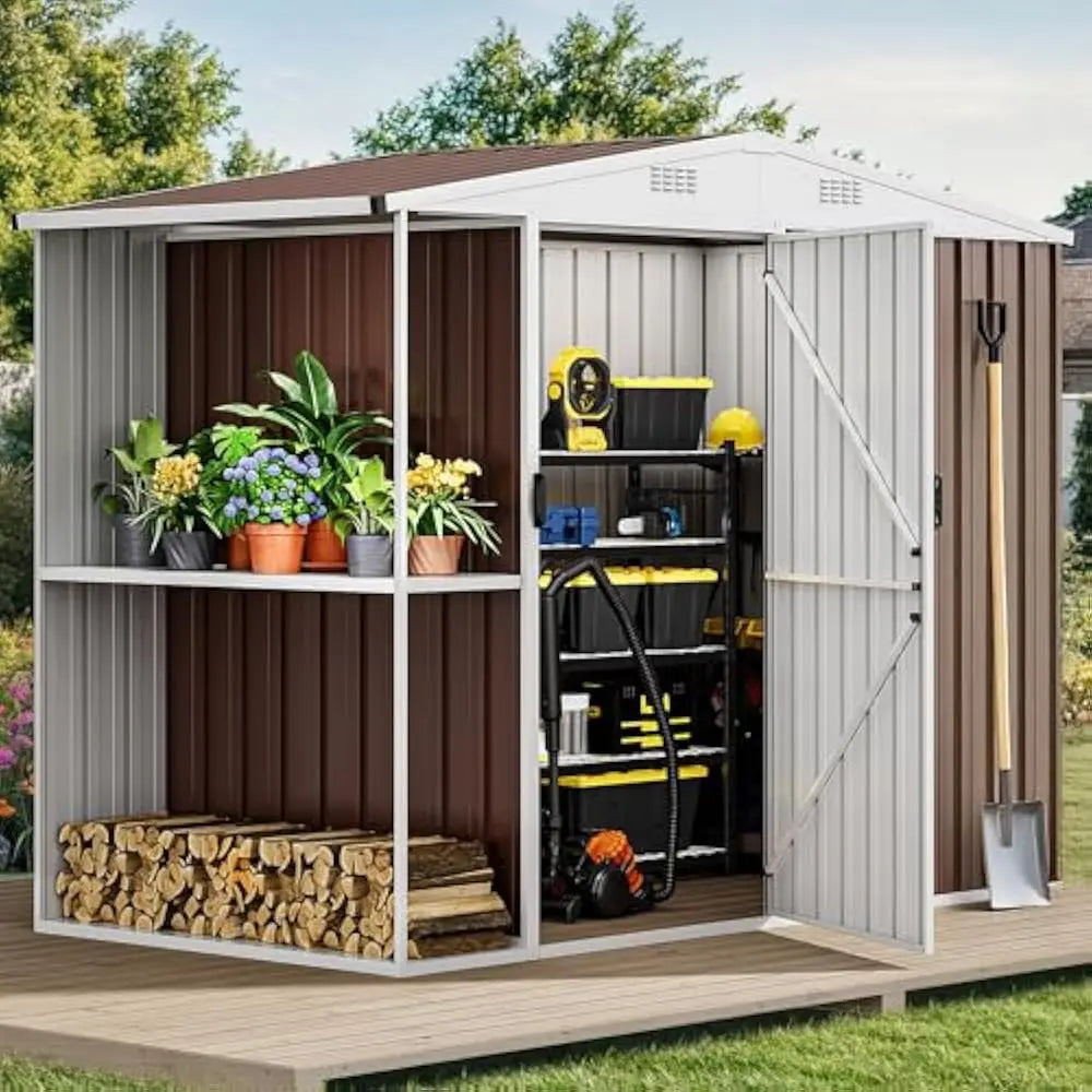 Outdoor Metal Storage Shed Lockable Tool Locker Weatherproof With Ventilation For Equipment And Mowers