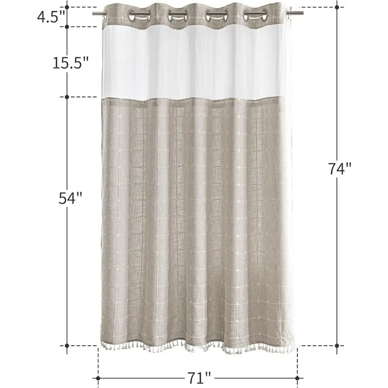 Dream Farmhouse Linen Shower Curtain With Snap In Liner