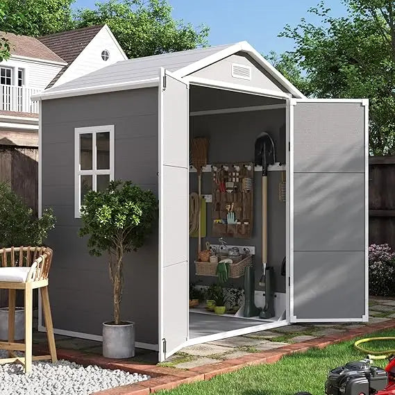 Outdoor Resin Storage Shed With Lockable Door For Garden Tools And Equipment Storage