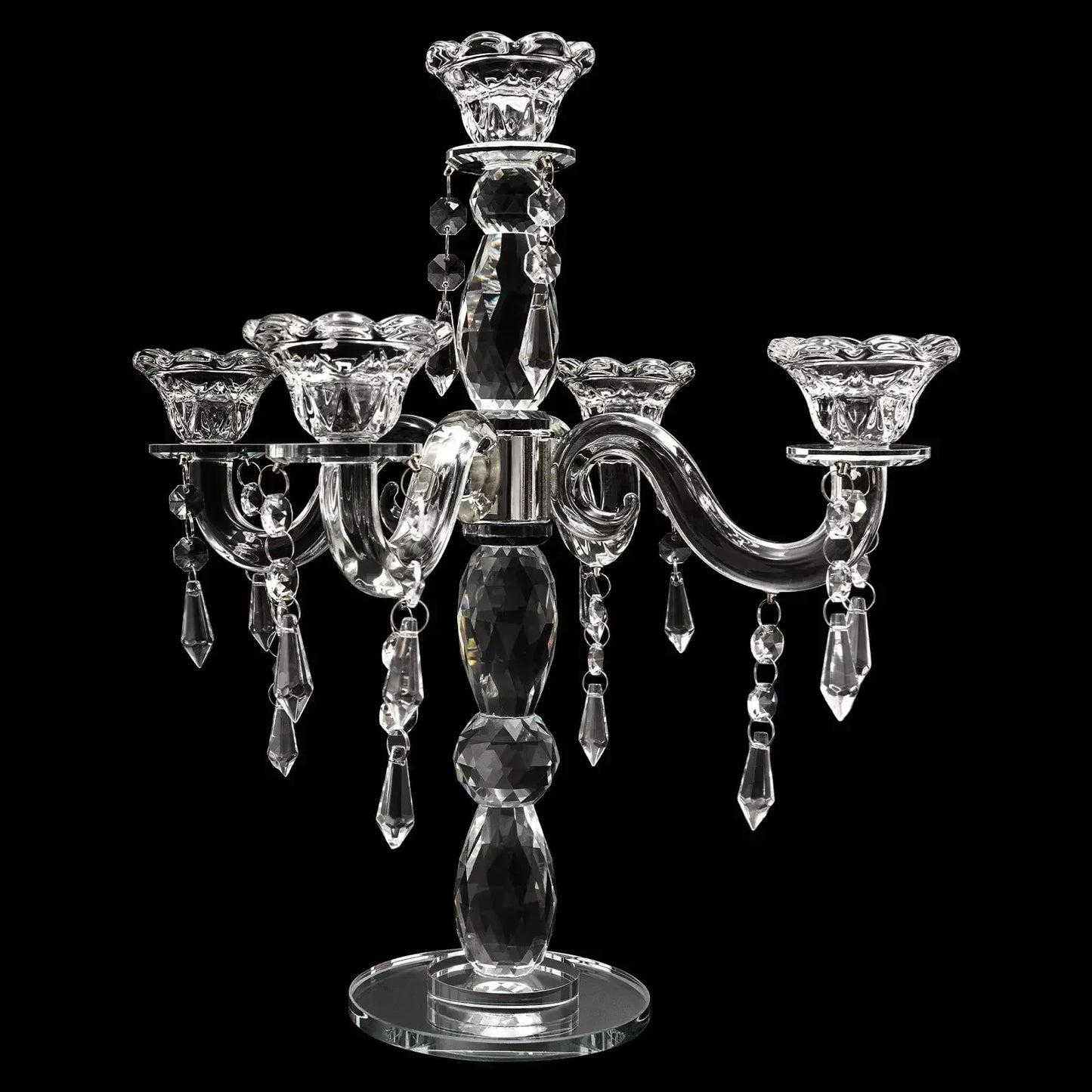 Bymaocar 5 Arm Crystal Candle Centerpiece Holder With Five Heads For Elegant Home Decor