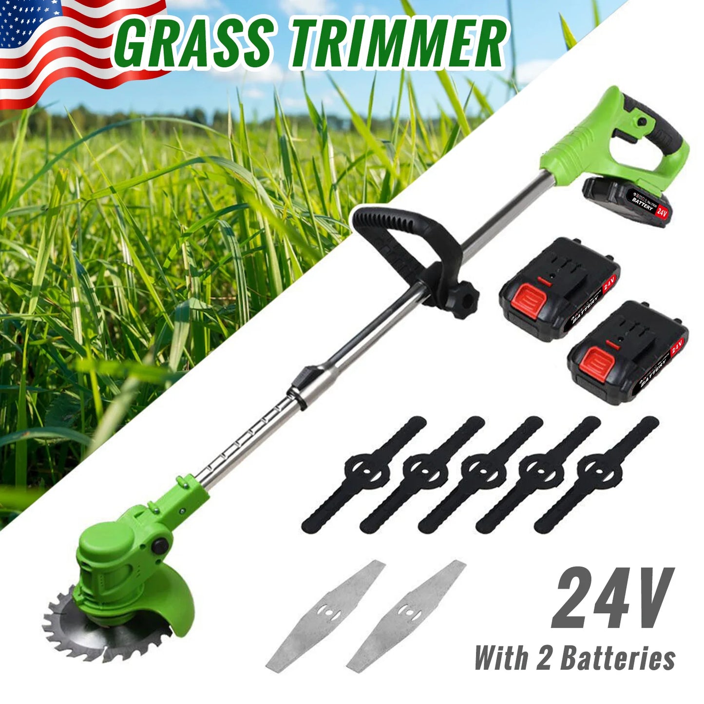 Cordless Electric Weed Trimmer 2 In 1 Brushless Grass Cutter