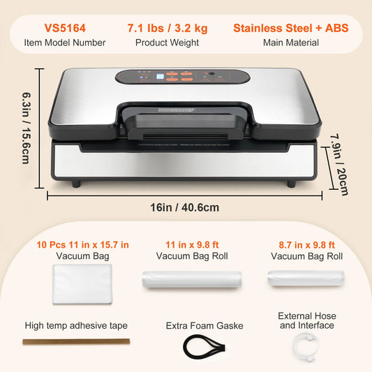 SucceBuy Vacuum Sealer Machine 90Kpa 130W With Free Bags
