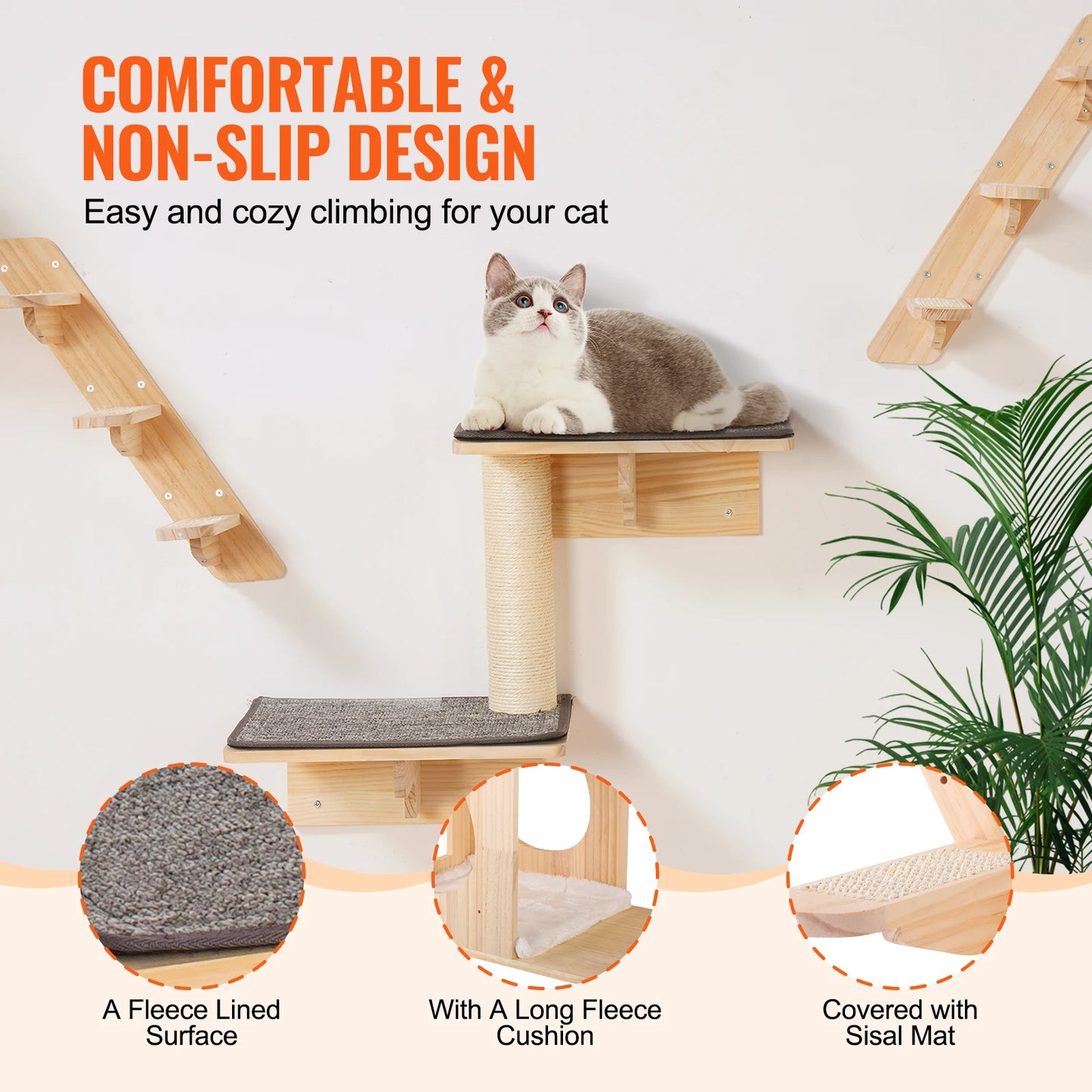 SucceBuy Wall Mounted Cat Shelves and Perches for Cats
