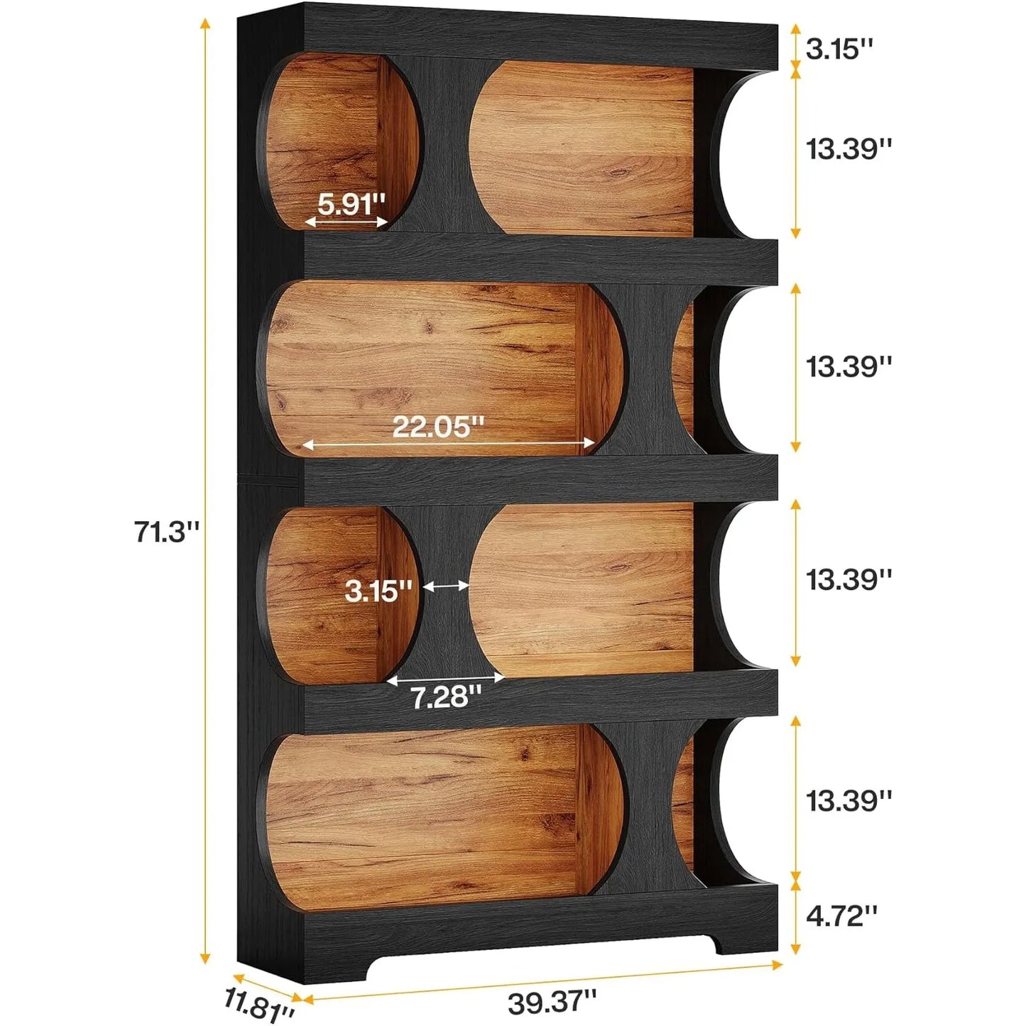 Little Tree Modern 4 Tier Freestanding Bookcase for Living Room