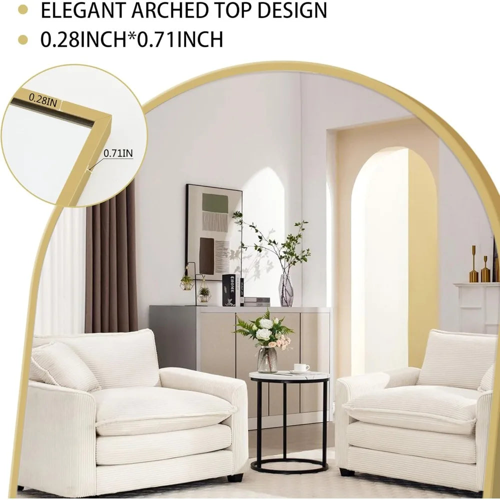 Arched Mirror With Aluminum Frame