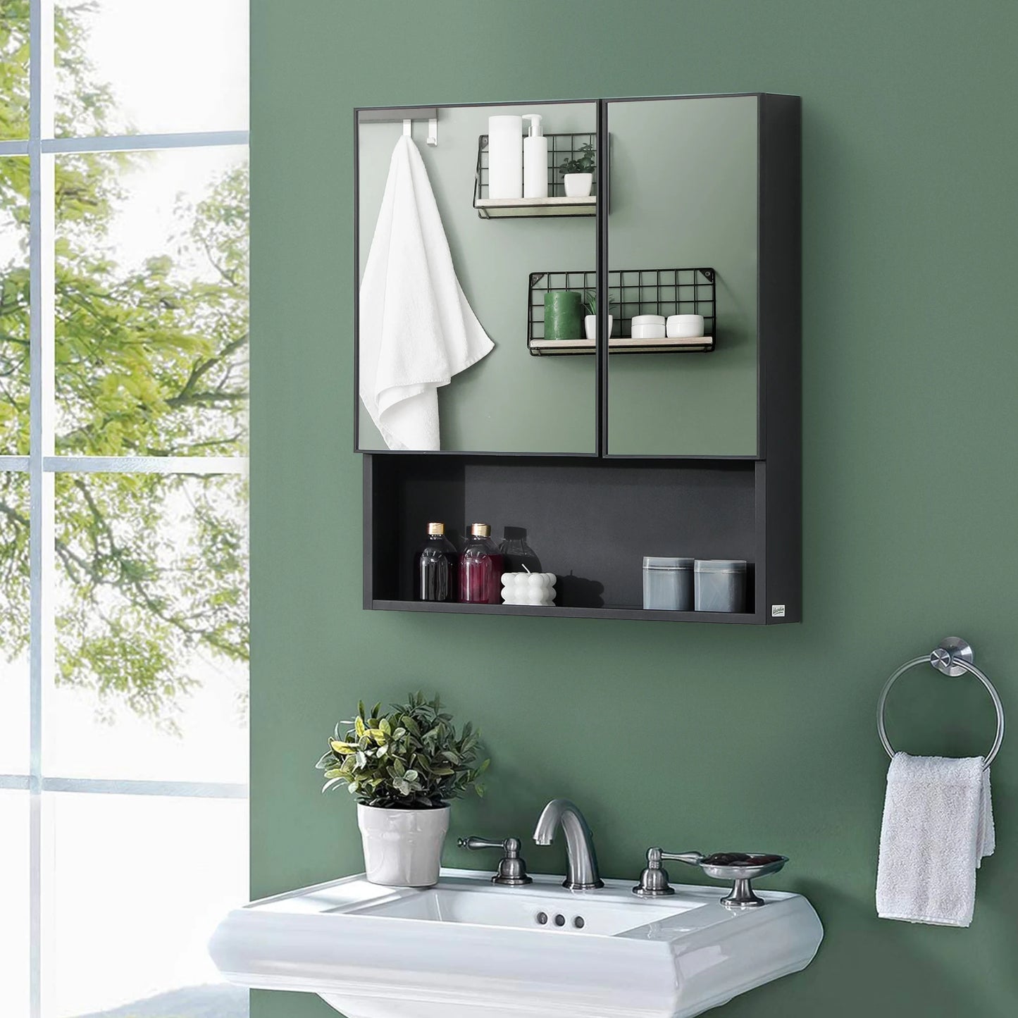 Kleankin Wall Mounted Medicine Cabinet With Mirror For Bathroom Storage And Organization