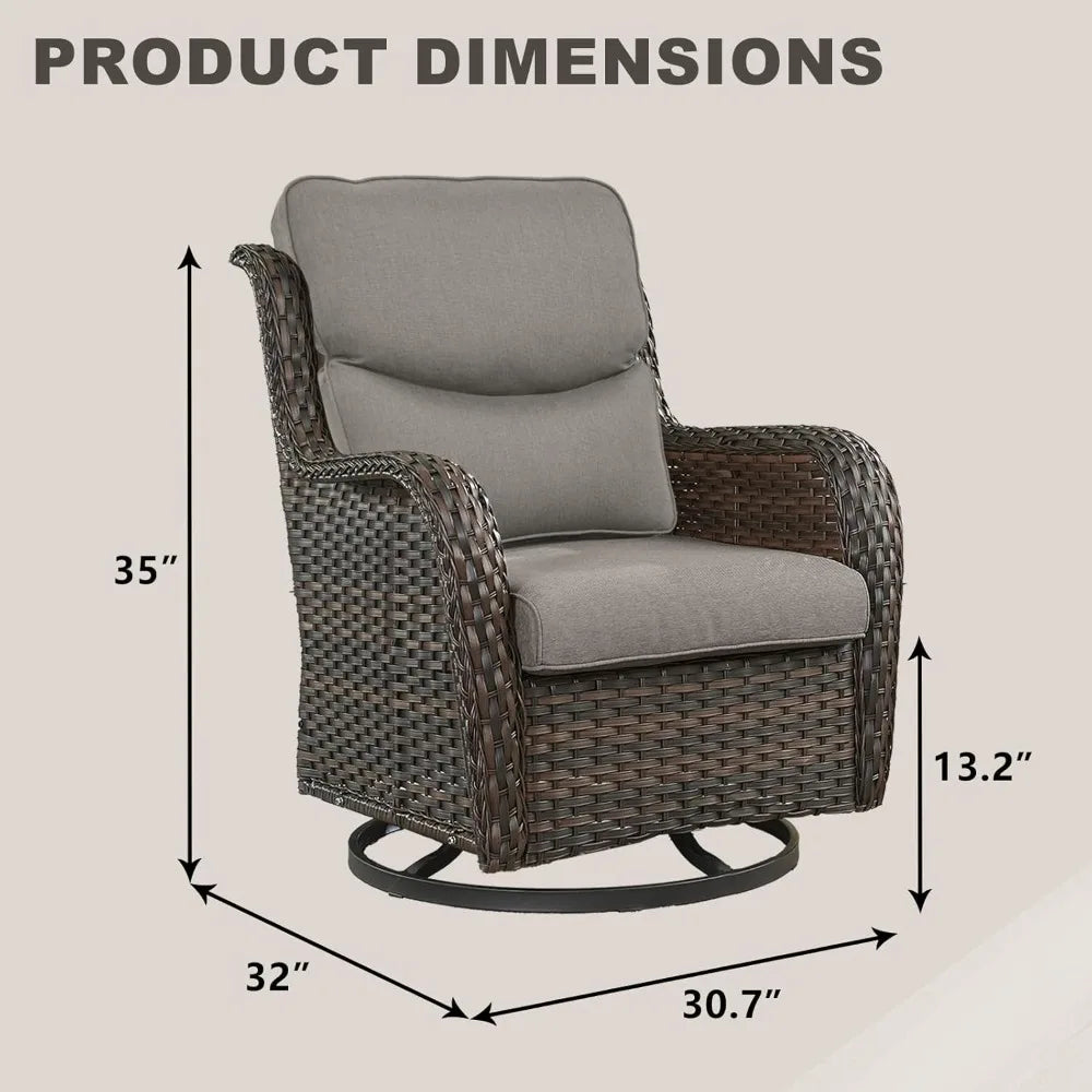 Wicker Rocking Chair Set Outdoor Patio Rattan Lounge For Garden