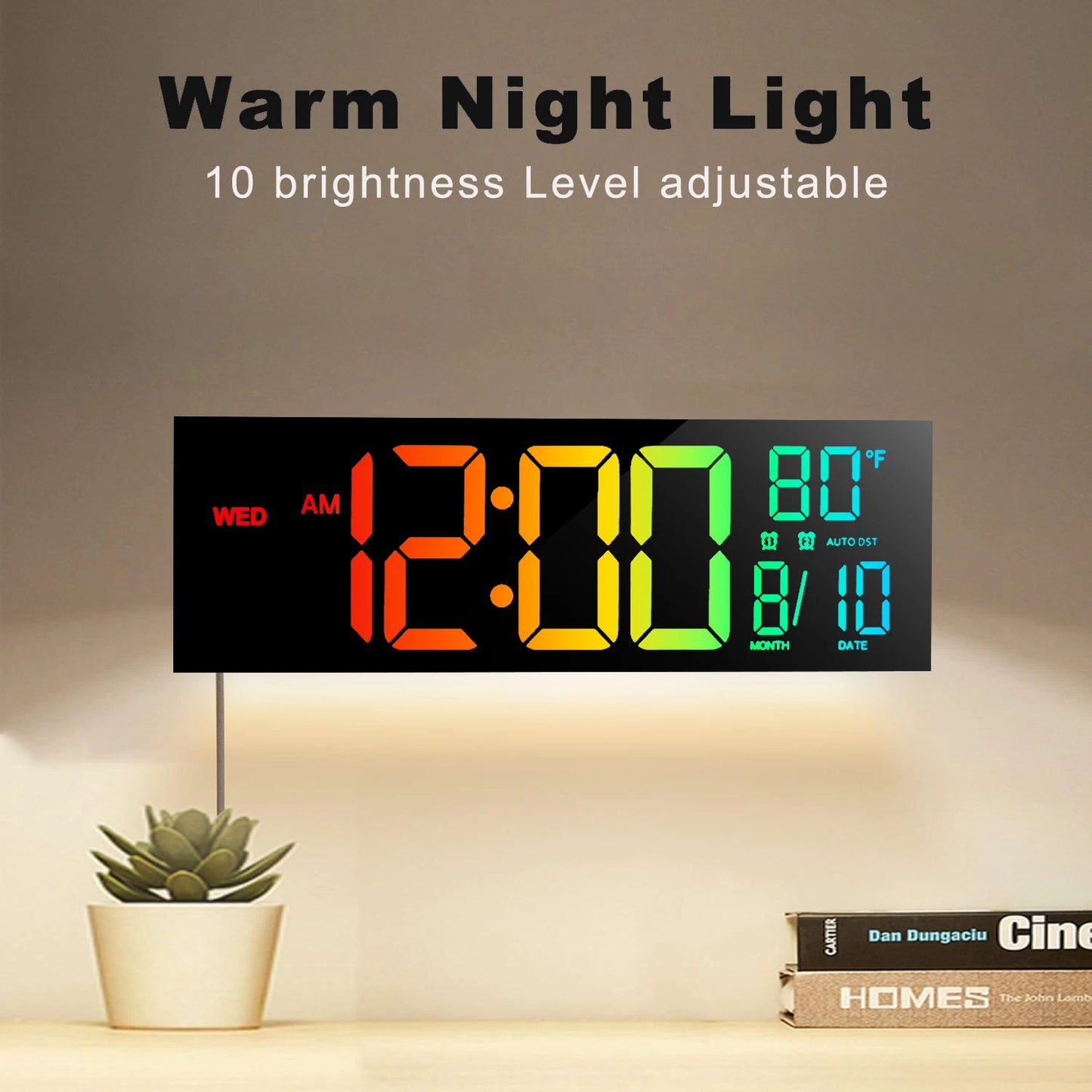 Hign-concerned Digital Wall Clock With Led Display And Remote