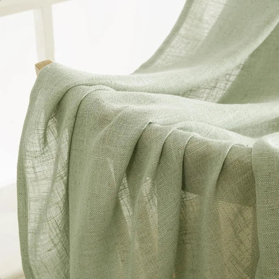 Function Linen Curtains Soft Textured Window Drapes for Living Room
