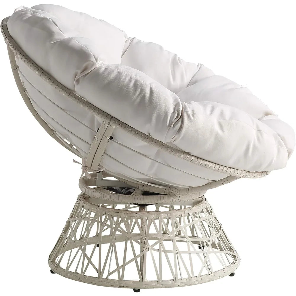 OEING Wicker Papasan Chair With 360 Degree Swivel