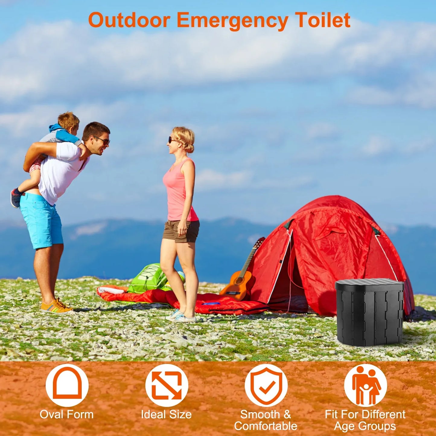 Portable Camping Toilet For Adults Foldable Transportable Toilet Hygienic CarryingBag