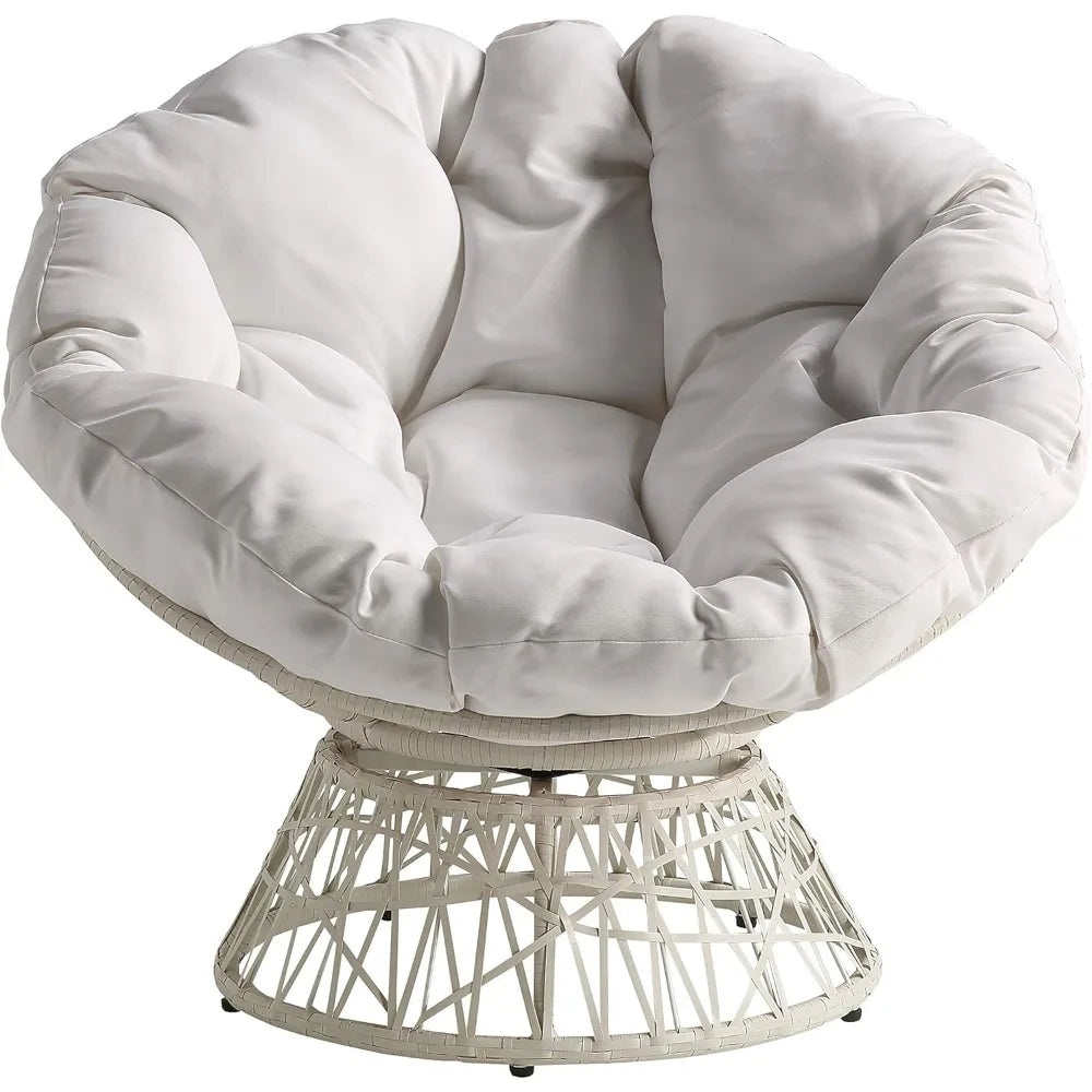 OEING Wicker Papasan Chair With 360 Degree Swivel