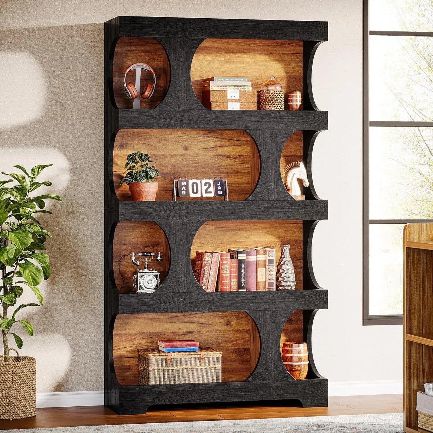 Little Tree Modern 4 Tier Freestanding Bookcase for Living Room