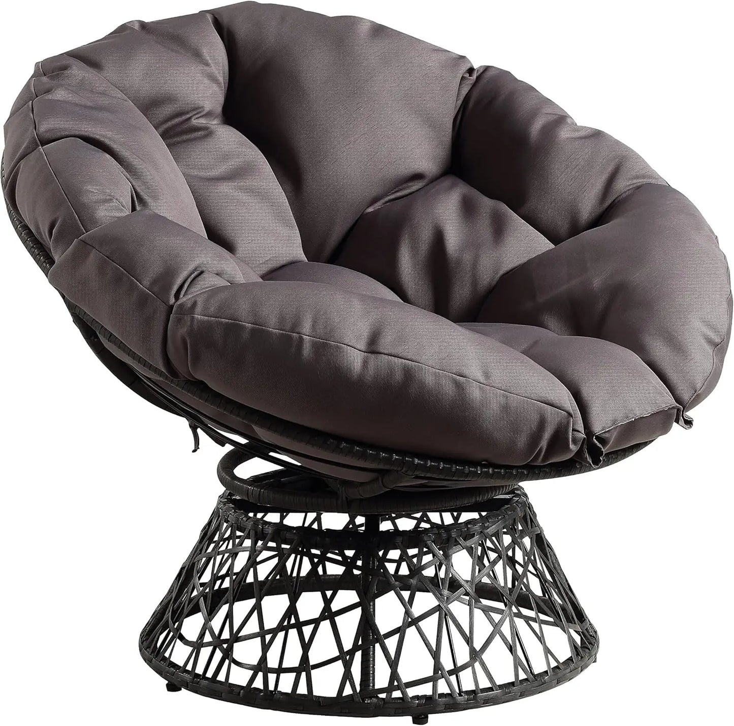 OEING Wicker Papasan Chair With 360 Degree Swivel
