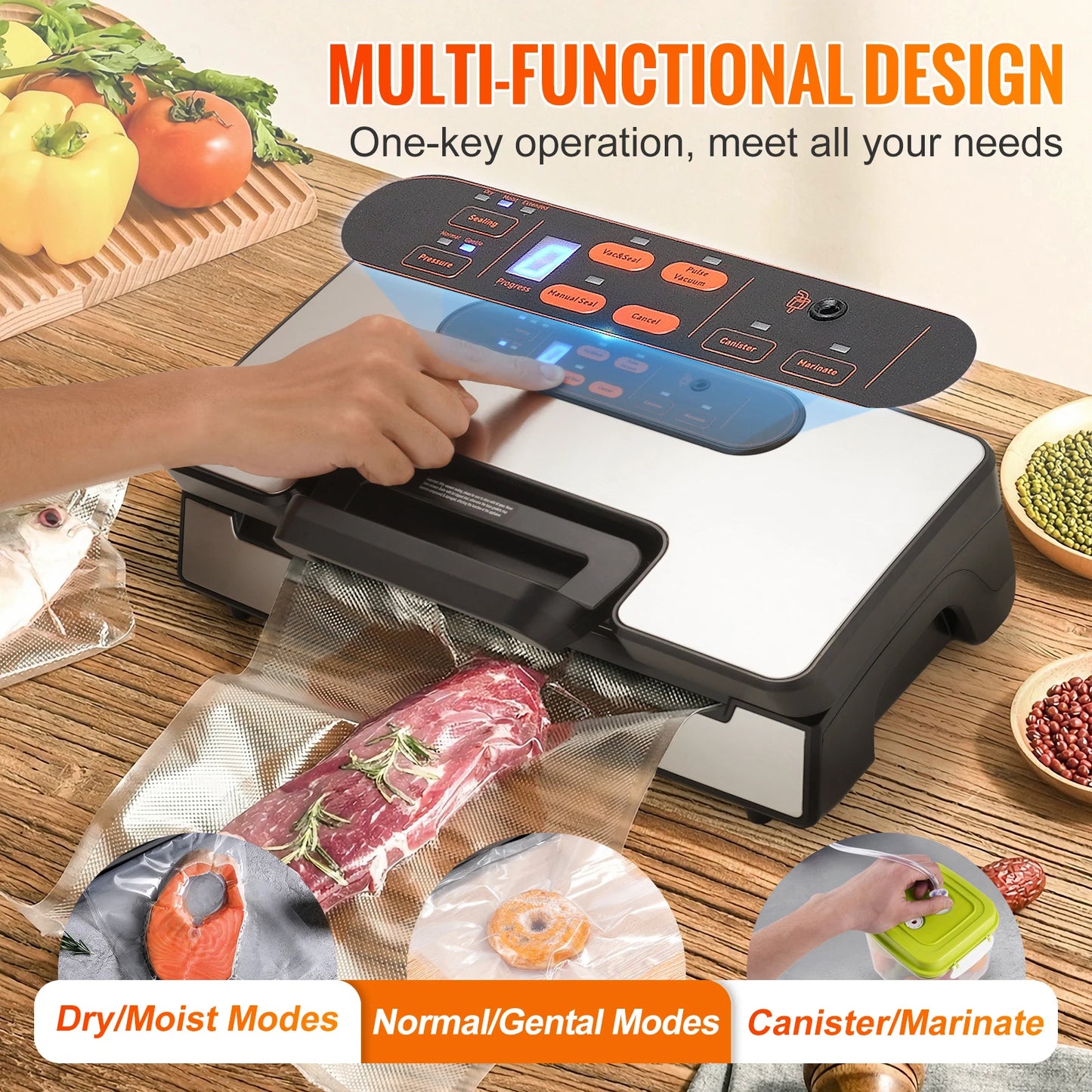 SucceBuy Vacuum Sealer Machine 90Kpa 130W With Free Bags