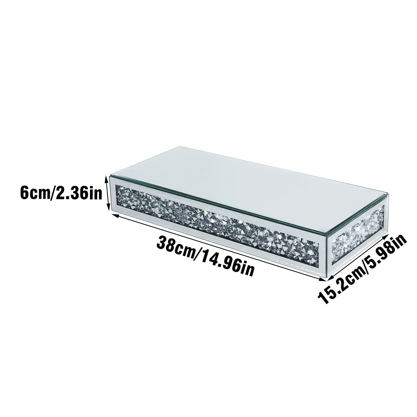 High-concerned Luxury Crushed Diamond Mirrored Wall Mounted Floating Shelf