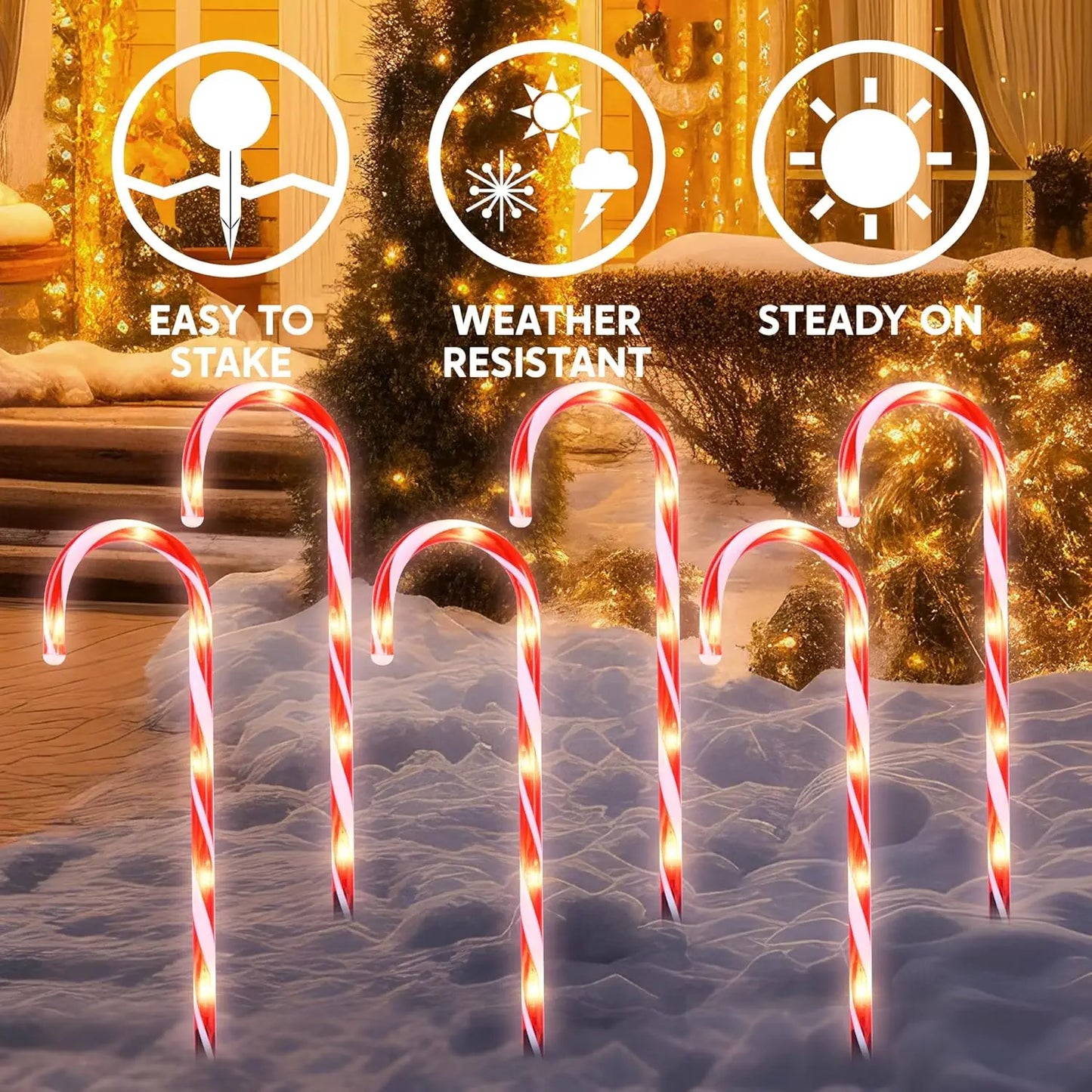 Joyfy Candy Cane Pathway Lights Set 12 Outdoors