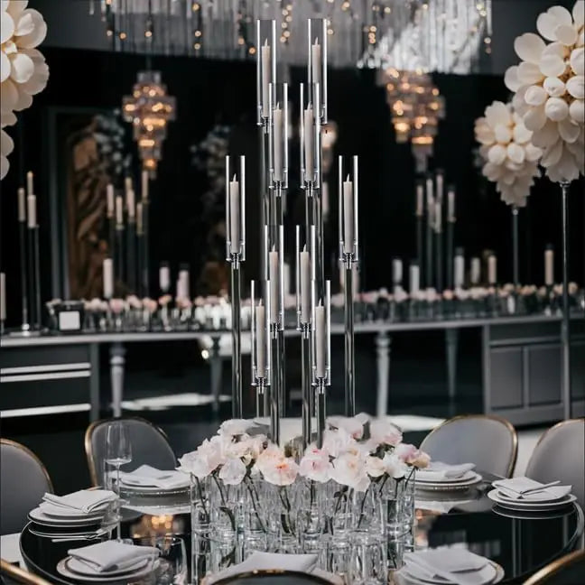 CrystalClear Acrylic Candelabra Centerpiece Floor Candle Holder for Elegant Weddings