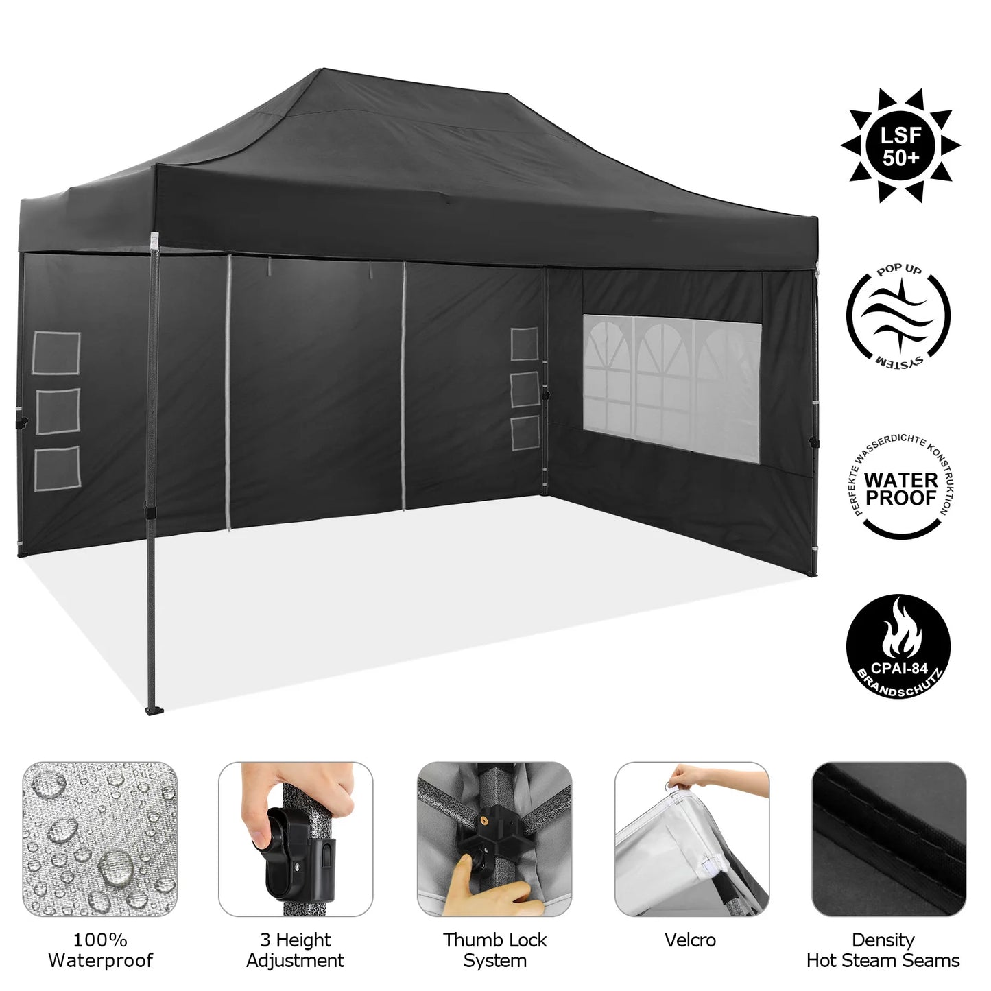 COBIZI Heavy Duty Pop Up Canopy Tent With Sidewalls